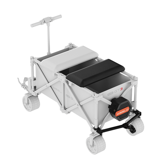 WISELD GT3 Portable Electric Riding Wagon Foldable Camping Cart Powered Towing Collapsible