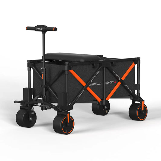 WISELD GT3 Portable Electric Riding Wagon Foldable Camping Cart Powered Towing Collapsible